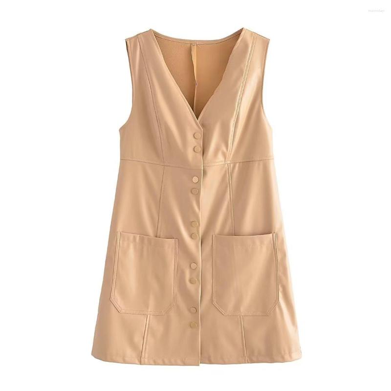 Casual Dresses 2023 Autumn European And American Cross-border Women's Clothing Urban Leather Mini Vest Dress, Khaki
Casual Dresses 2023 Autumn European And American Cross-border Women's Clothing Urban Leather Mini Vest Dress, Khaki