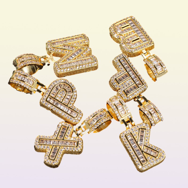 Baguette Letters Necklaces Pendant Custom Name Charm Gold Silver Rose Gold Fashiom Hip Hop Initials Jewelry Whos with 3m