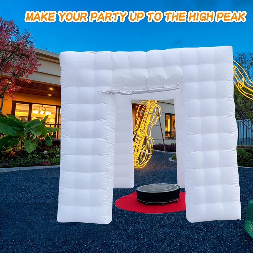 Compact LED-Illuminated White Inflated Cubic Photo Booth for Instant Snaps at Gatherings