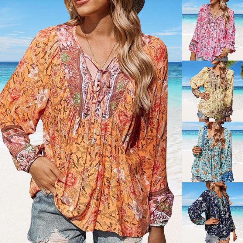 Women's Blouses Vintage Chic Bohemian Floral Printed Women's Tassel V-neck Long Sleeve Lace-up Boho Ladies Shirts Elegant Pullover Tops, Yellow
Women's Blouses Vintage Chic Bohemian Floral Printed Women's Tassel V-neck Long Sleeve Lace-up Boho Ladies Shirts Elegant Pullover Tops, Yellow