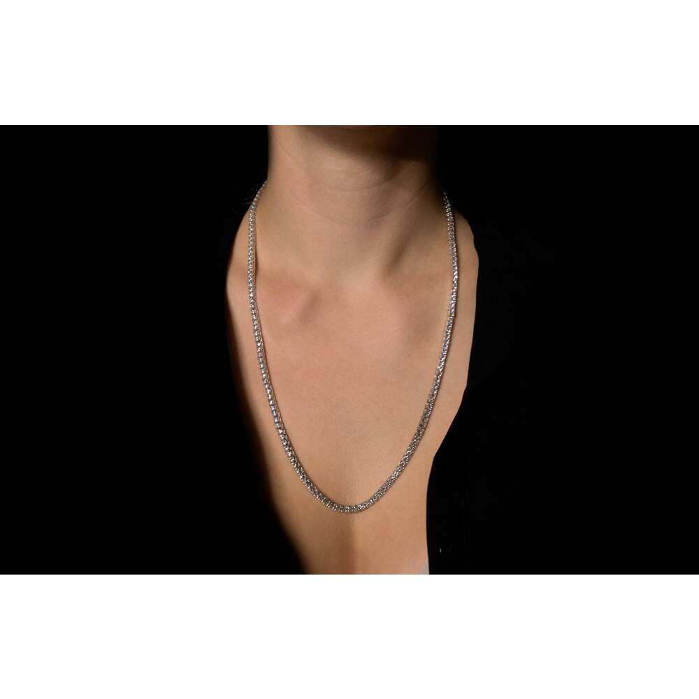 Personalized Vintage 14k Solid White Gold With VVS VS CVD Round Cut IGI GIA Certified Lab Grown Diamond Tennis Necklace