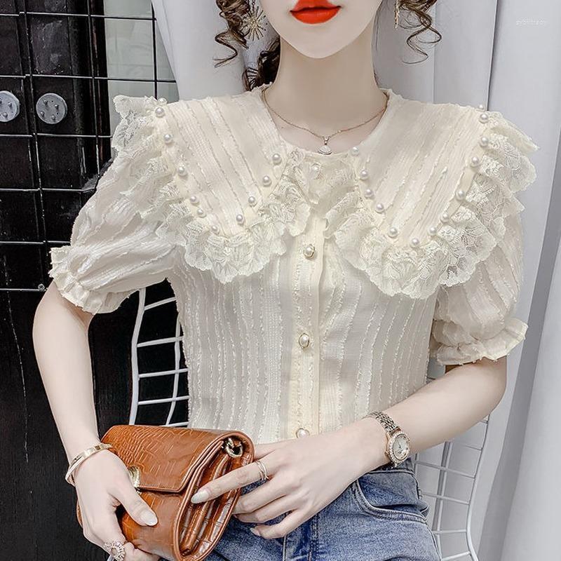 Women' Blouses Lace Stitching Doll Collar Shirt Women Summer Dress 2023 Loose Temperament Bubble Sleeve Cardigan Top, Blue
Women' Blouses Lace Stitching Doll Collar Shirt Women Summer Dress 2023 Loose Temperament Bubble Sleeve Cardigan Top, Blue