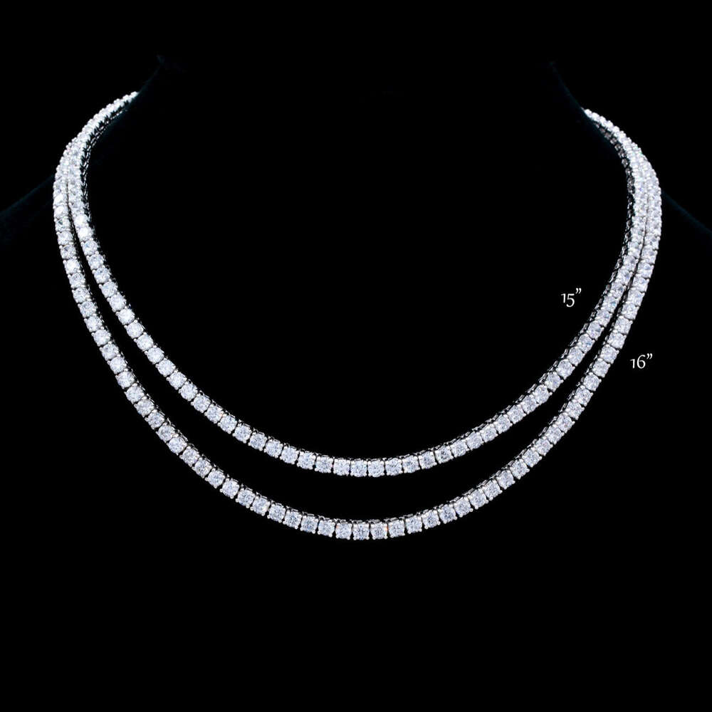 Personalized Vintage 14k Solid White Gold With VVS VS CVD Round Cut IGI GIA Certified Lab Grown Dia Tennis Necklace