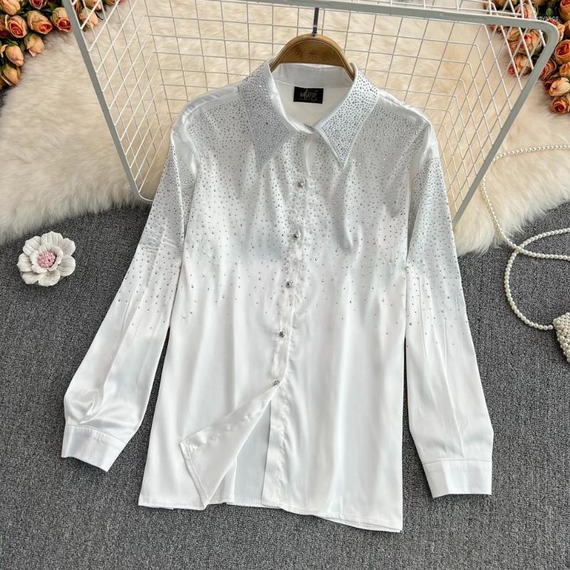 Women's Blouses Women Spring European And American Style Loose Thin Fashion Single-breasted Western Long Sleeves Shirt Tops Female D0615, Black
Women's Blouses Women Spring European And American Style Loose Thin Fashion Single-breasted Western Long Sleeves Shirt Tops Female D0615, Black