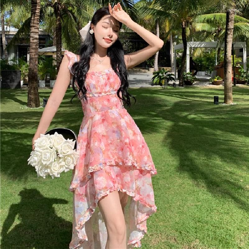 Casual Dresses Fairy Moonlight Sea Broken Flower Dress Suspender With Square Neck And Waist Thin Irregular Design Women' Summer Y2k, Pink
Casual Dresses Fairy Moonlight Sea Broken Flower Dress Suspender With Square Neck And Waist Thin Irregular Design Women' Summer Y2k, Pink