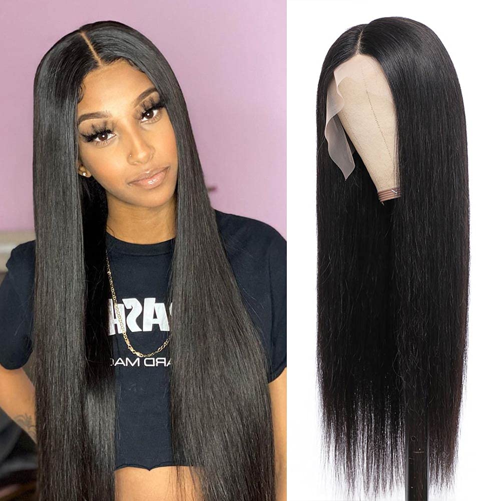 Silky Straight Lace Frontal Human Hair Wigs 4x4 13x4 Lace Wigs for Women Natural Color Pre Plucked Glueless Wigs