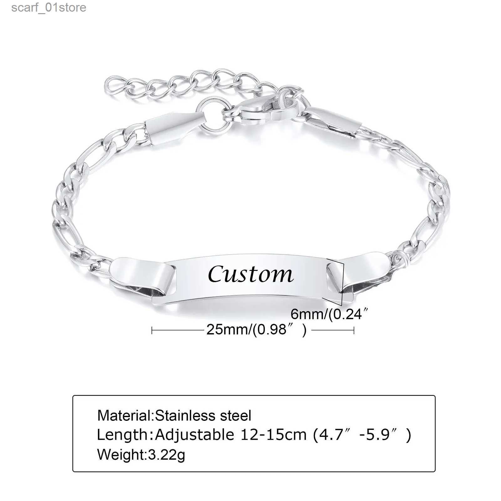 Chain Personalize Baby Name Bracelets Non Allergy Stainless Steel Infant Btism Bangle Jewelry Custom Boy Girl Family GiftsL231115