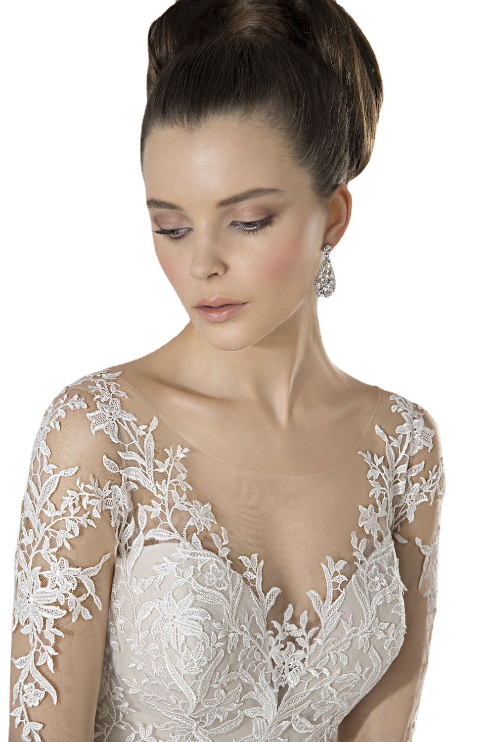 2023 Arabic White Mermaid Wedding Dresses sexy lace appliques Beaded Crystals illusion long sleeve Bridal Gowns Garden Bride Dresses new Spring Vestid