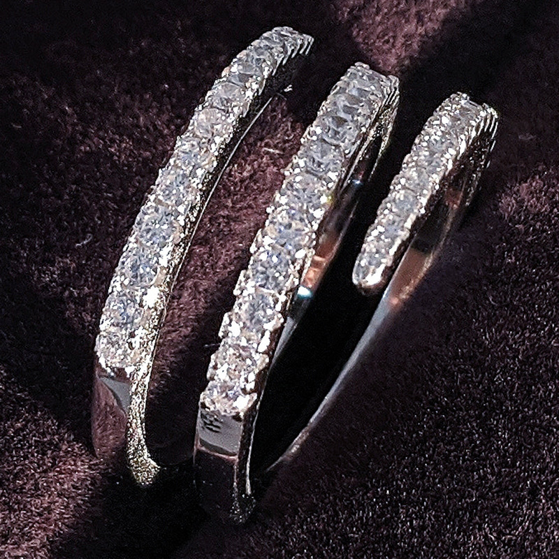 Handmade Across Ring 925 Sterling silver Engagement Wedding Band Rings for Women Bridal Diamond Promise Party Jewelry Gift