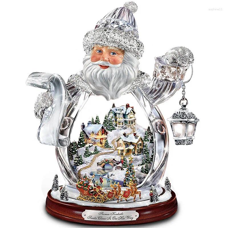Christmas Decorations Tree Rotating Sculpture Train Paste Window Stickers Decoratie Doll Hang Navidad Home Decoration