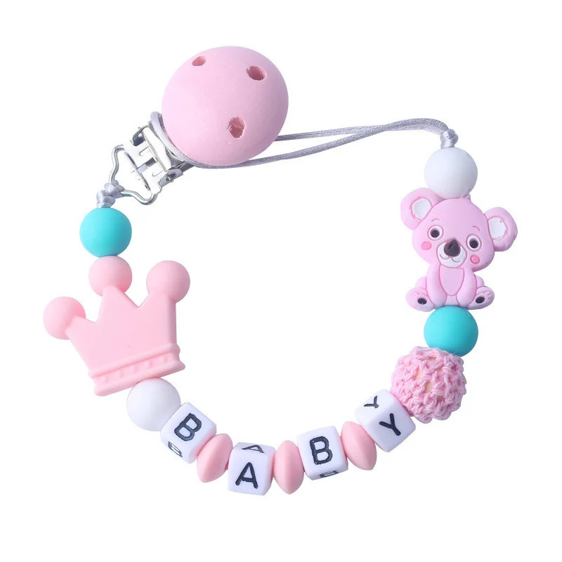 Pacifier Holders Clips Personalized Name Baby Clips Koala Chain Holder for Teething Soother Chew Toy Dummy 231115