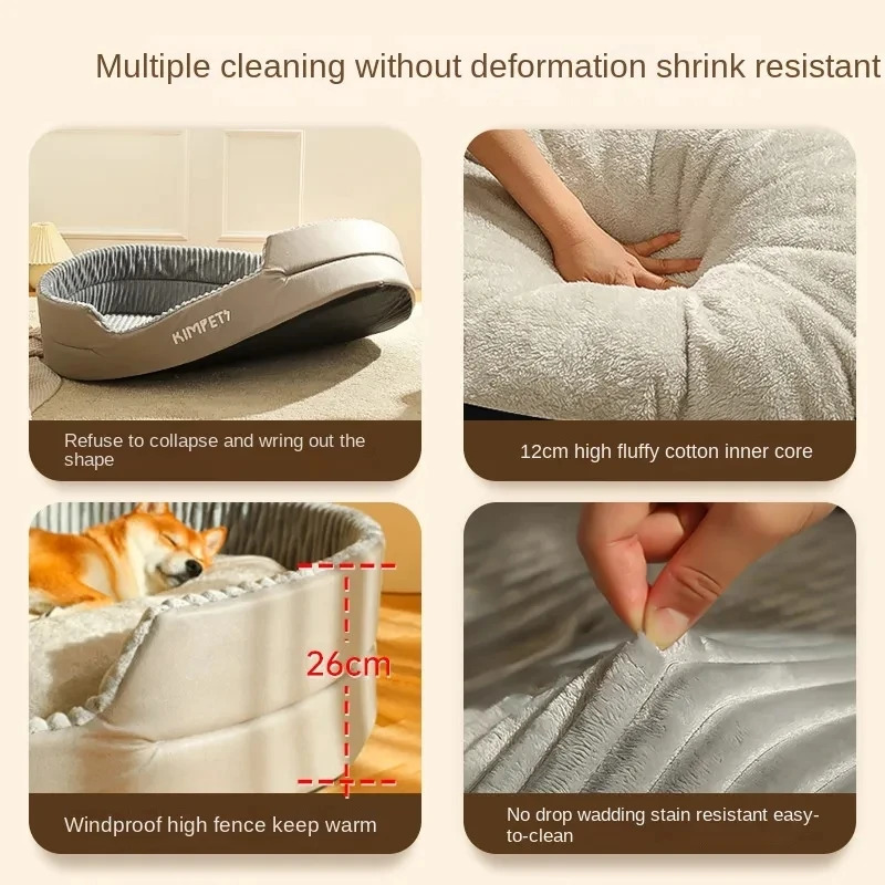 kennels pens Dog Bed Washable Kennel four seasons Pet Sofa Plus Veet Thick Deep Sleep Cushion Puppy Mat for Small To Large Dogs 231114