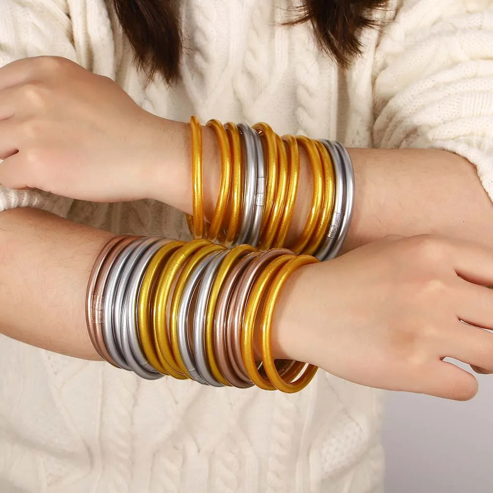 Charm Bracelets ALLYES Buddhist Temple Rush Bracelet for Women Men Shiny Multicolor Silicone Tube Bangles Female Jewelry Gifts 231114