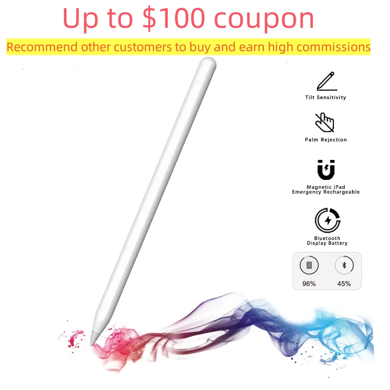 

Magnetic Active Stylus Pen Capacitive Magnet Drawing Pencil 2nd generation Wireless Charging Touch Screen Pens for iPad Pro 3rd 11 12.9 Mini 6 Air 4th 5th 6th Tablet