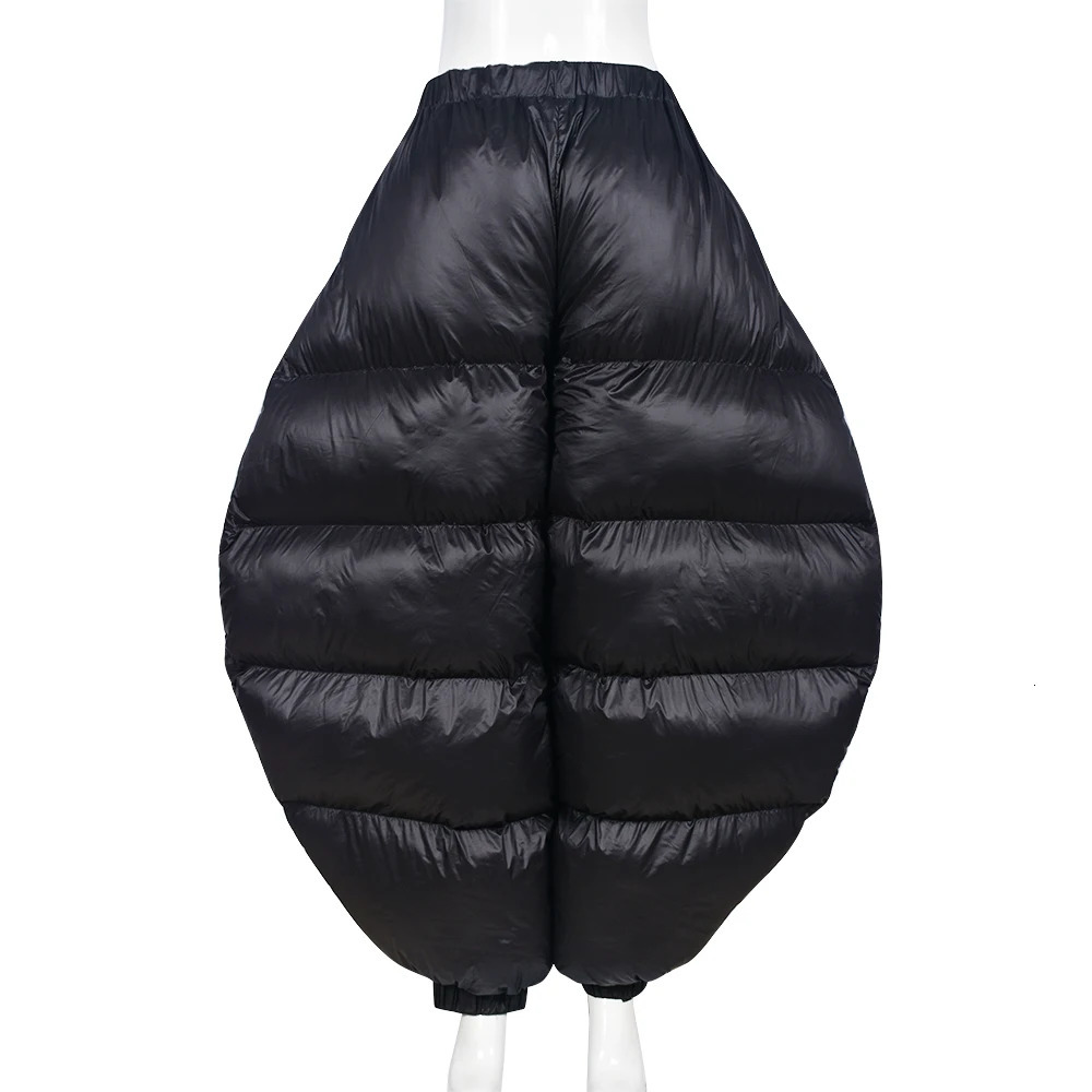 Women s Pants High Waist Cotton Padded Puff Winter Warm Black Casual Trousers 2023 Fall Harajuku Fairy Grunge Clothes 231114