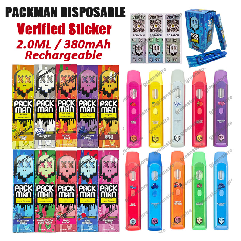Premium PACKMAN Disposable Vape 2.0ML Cartridge Pod 380mAh Rechargeable Battery Live Resin TreeTop Hitz Fryd Packman Vaporizer Device
Premium PACKMAN Disposable Vape 2.0ML Cartridge Pod 380mAh Rechargeable Battery Live Resin TreeTop Hitz Fryd Packman Vaporizer Device