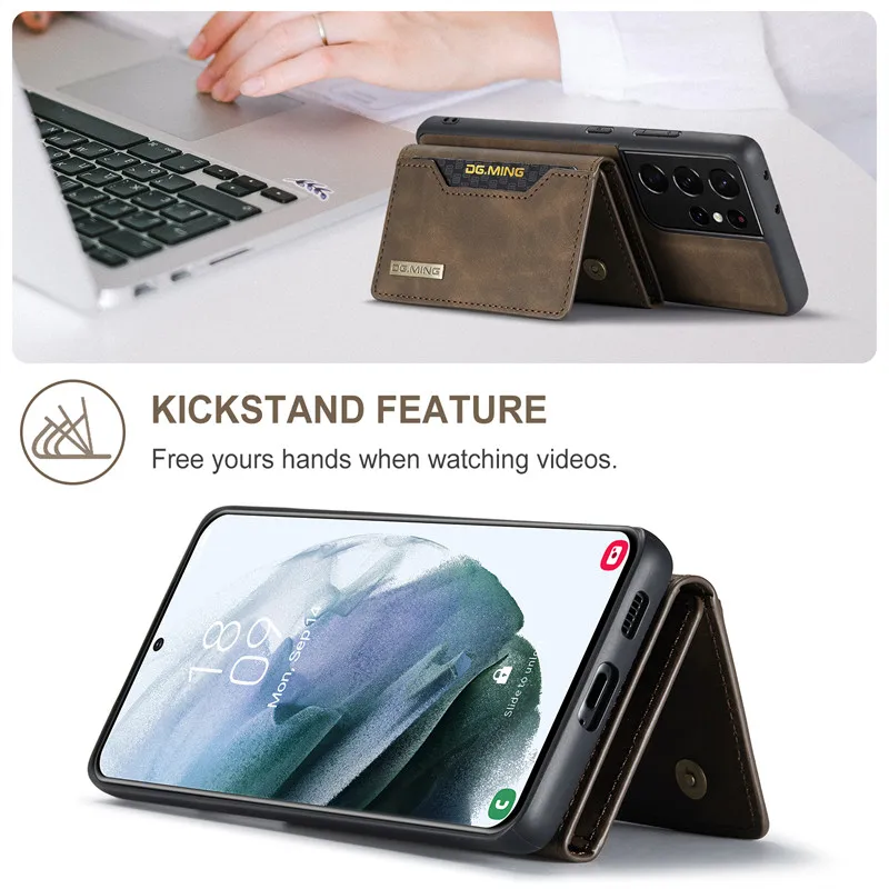 Premium Retro Flip Leather Cases For Samsung Galaxy S25 S24 S23 S22 Ultra S20 Plus S21 FE Note 20 A73 Detachable Stong Magnetic with Card Slots Holder