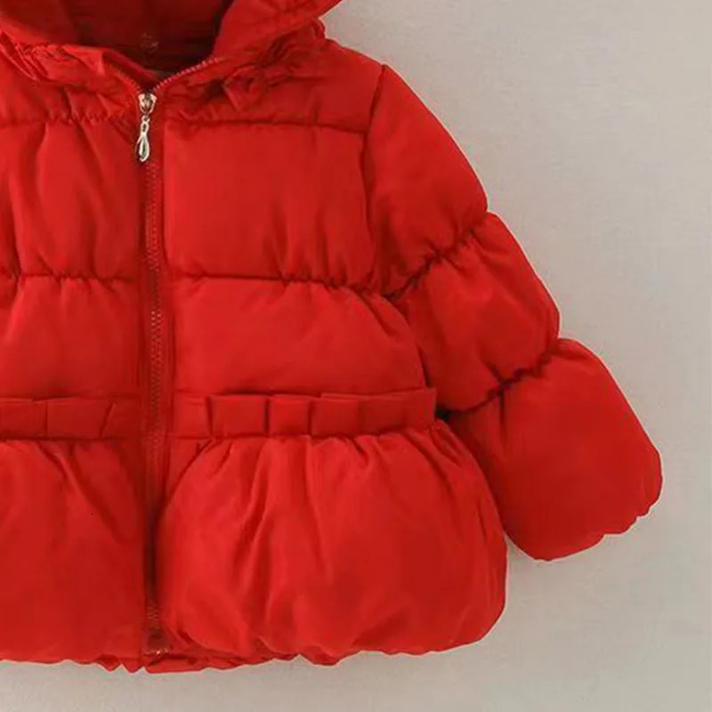 Jackets Winter Girls Snowsuit Coat Solid Color Warm Baby Down Jacket Fashion Hooded Children s Cotton Clothes Infant Kids Overalls 231115
