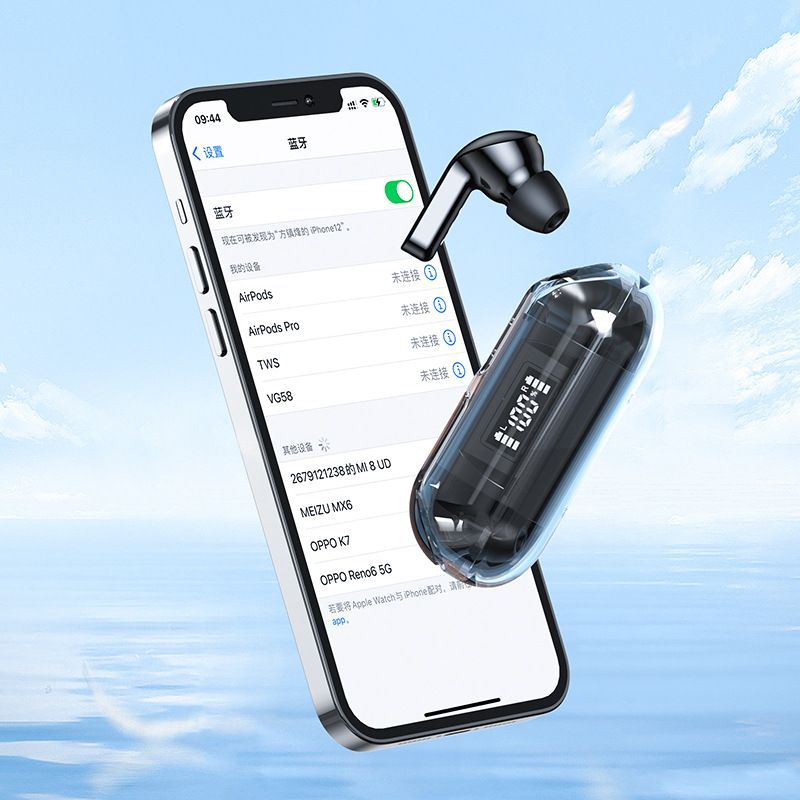 TWS Bluetooth headphone Wireless Earphone In-ear EarphoneTM20 Model Mirror screen LED display Two Earbuds with built-in Microphone high Quality Headph