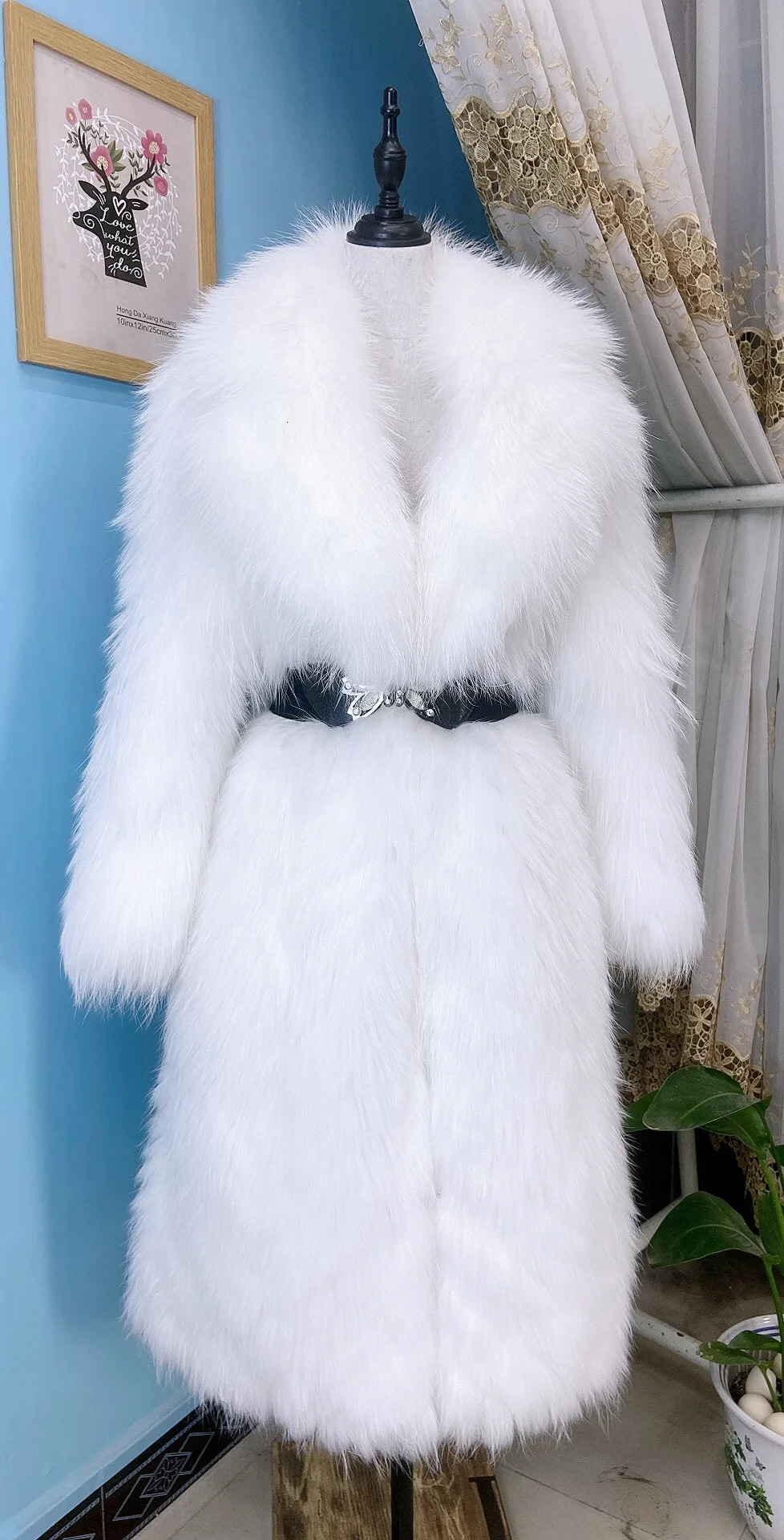 Women's Fur Faux ANNSIRGRA 100 Genuine Jacket Xlong Real Coat With Large Turndown Collar Warm Stylish Fashion Overcoat 231114
