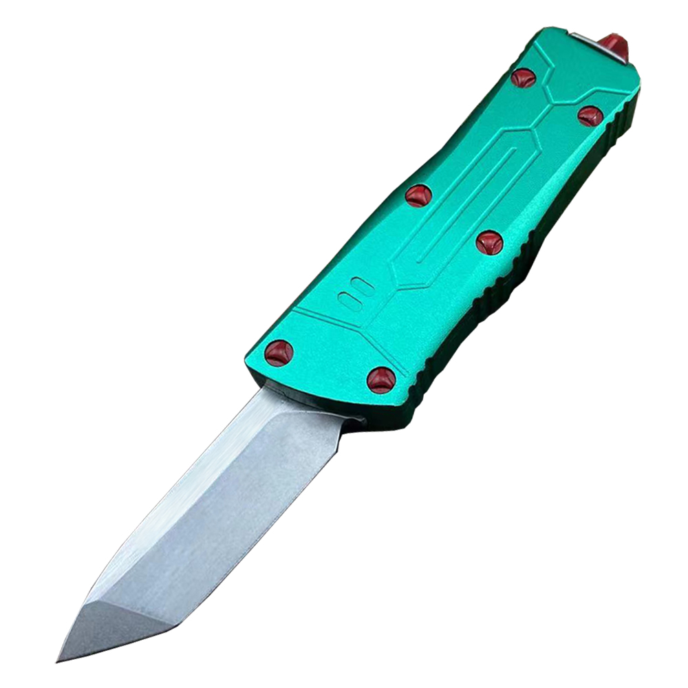 High End Green MT UT Tactical Knife D2 Stone Wash Blade CNC 6061-T6 Aluminum Handle EDC Gift Knives With Nylon Bag