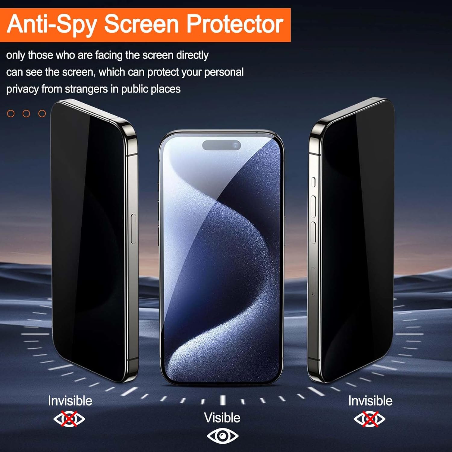 Hot selg Privacy Glass Screen Protector Fit for Phone 15 Pro 6.1 inch +Easy Installation+ Frosted anti-peep tempered screen Film Case Friendly