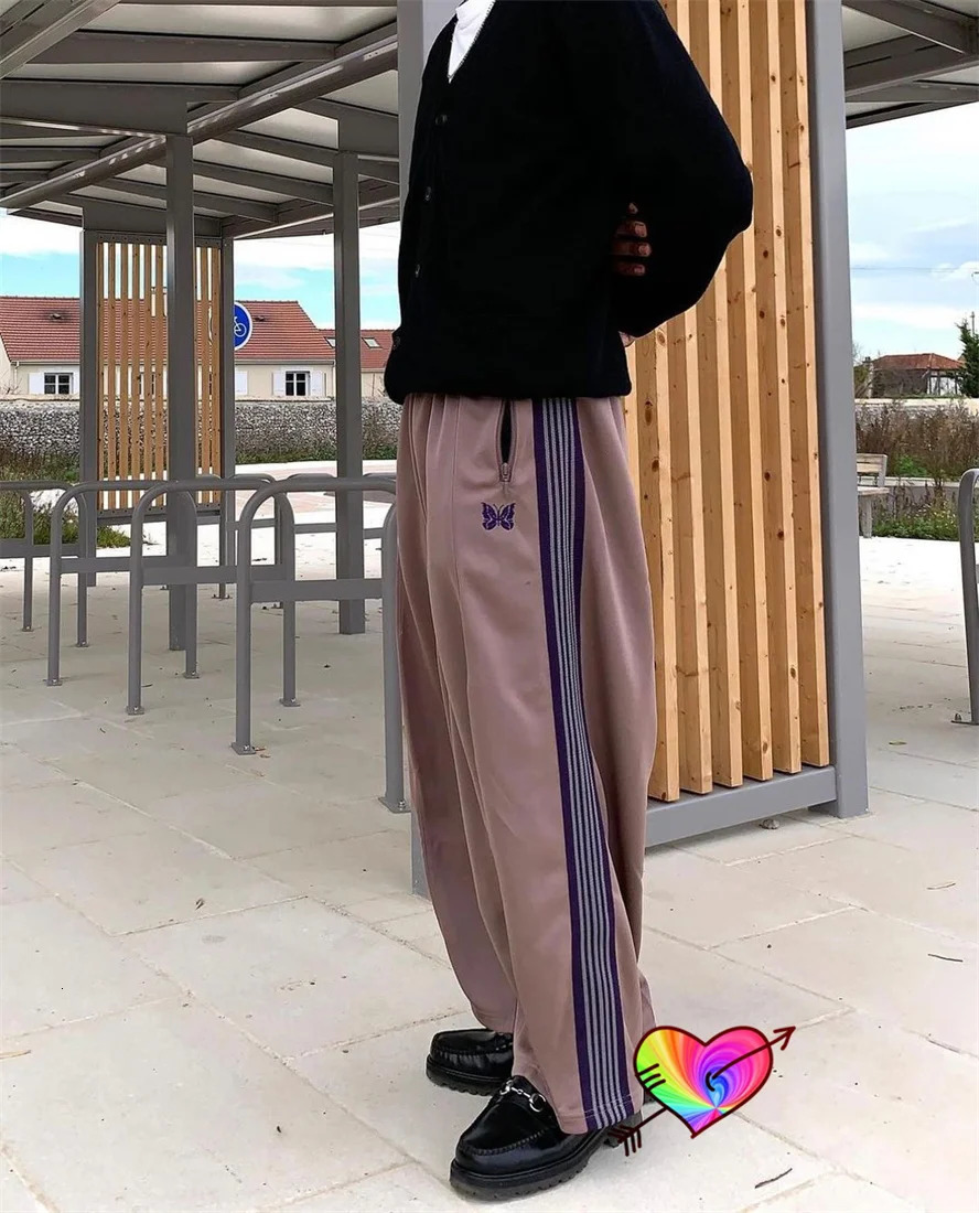 Men's Pants Oversized Taupe Needles Pants Men Women 1 1 Wide Leg Needles Track Pants Butterfly Sweatpants AWGE Sport Trousers 231115 - view 5