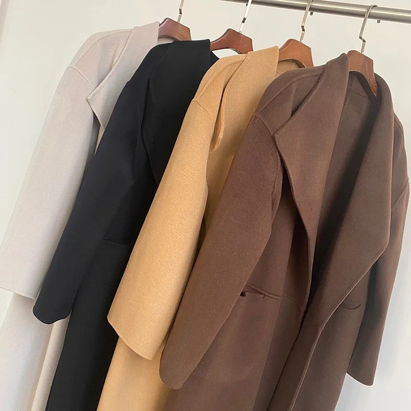 Women's Wool Blends Totem* Wool Long Coat ANNECY Series Wool Coat Silhouette Side Slit Lapel Long Coat For Women Big Size Arrival Spring 231115