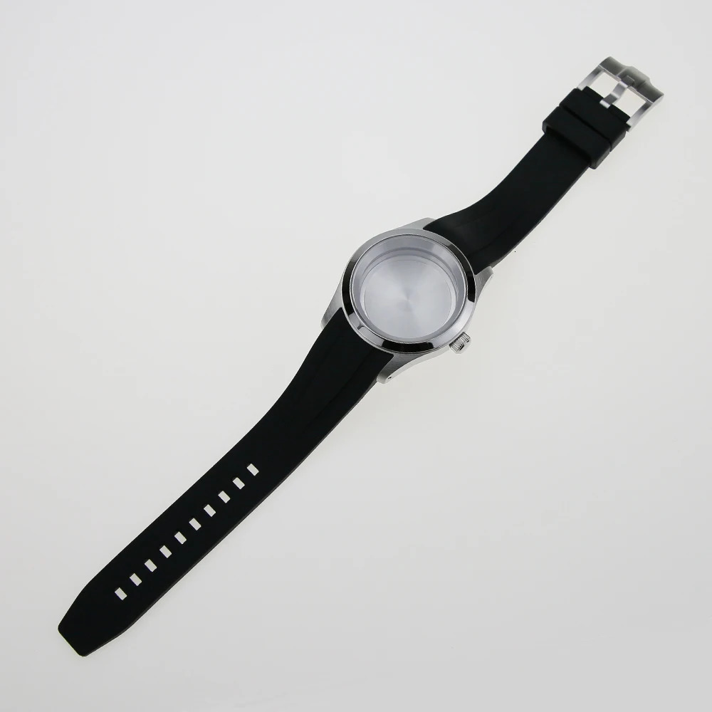 Watch Bands 38mm With Sapphire Glass FKM Rubber Band Solid Bracelet 316L Stainless Steel Fit NH35/36 28.5mm Dial SKX Watch Case 231115