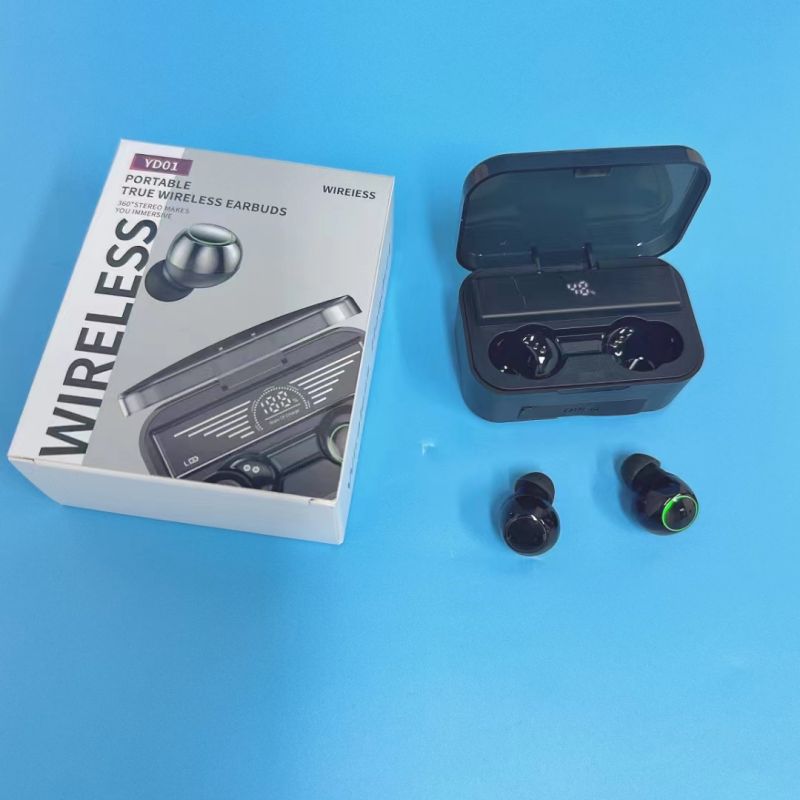 Sport Earphone Wireless Earphone In-ear Earphone LED display TWS Bluetooth headphone YD01 Model Two Earbuds with built-in Microphone high Quality Head
