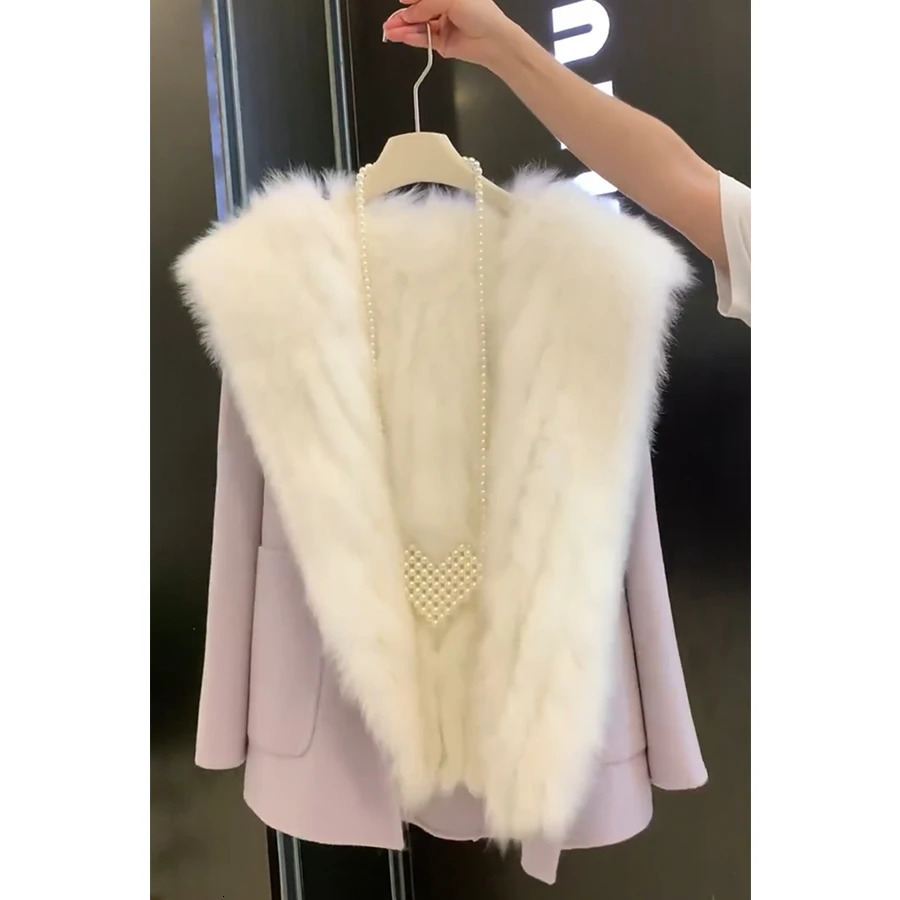 Women's Fur Faux Real Collar Womens Fashion Coat Outwear Wool Blends Jacket High Quality Winter Selling Styles 231114