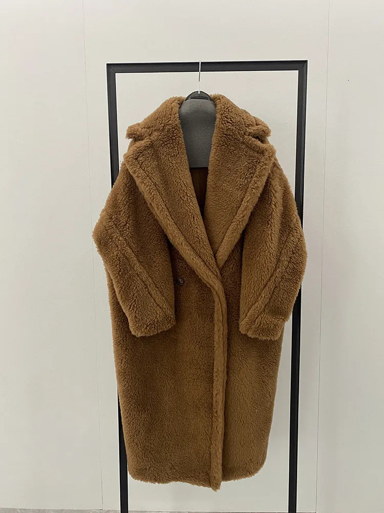 Women's Fur Faux Teddy Bear Coat Women Winter Alpaca Loose Warm Camel Wool Female Classic Casual Lapel Milk White Oversized 231114