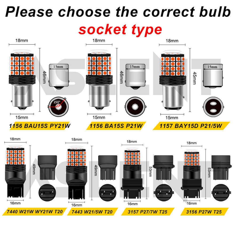 New 2pcs S25 1156 BA15S P21W R5W R10W BAU15S PY21W 1157 BAY15D P21/5W T20 7440 W21W WY21W 7443 W21/5W T25 3157 P27W Canbus 3030 Led