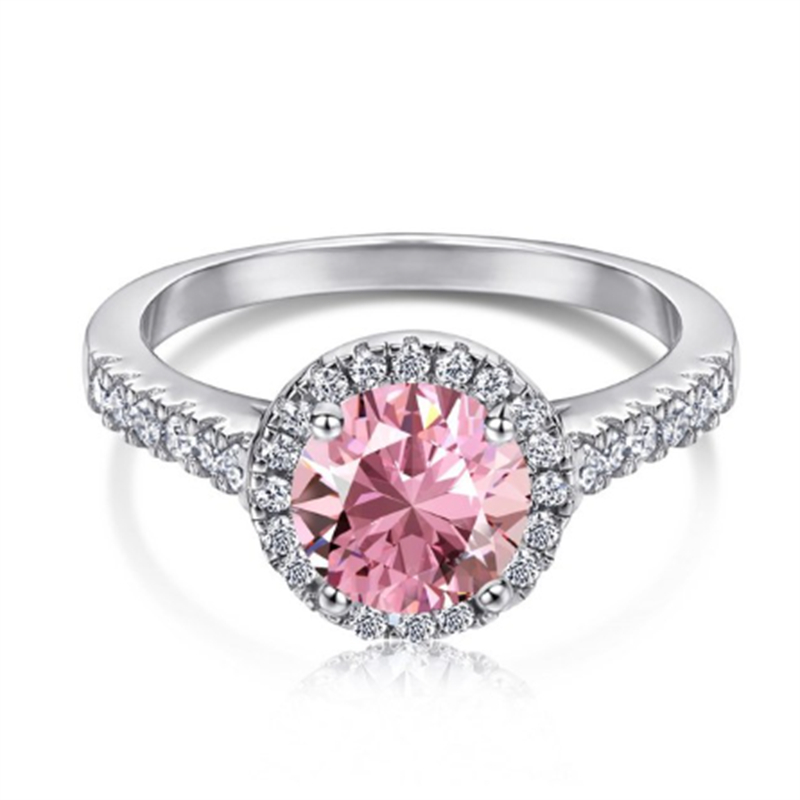 Fine Lab Pink Diamond Ring 100% Real 925 sterling silver Party Wedding band Rings for Women Men Engagement Promise Jewelry Gift