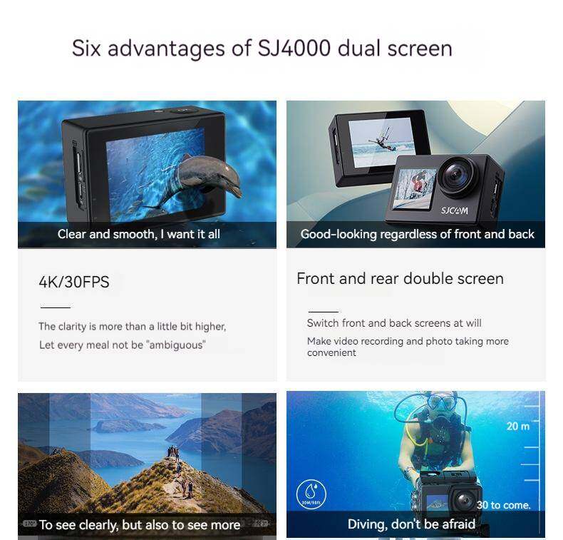 SJCAM 4K Action Camera SJ4000 Dual Screen 4K 30PFS 4x Zoom WIFI Motorcycle Bicycle Helmet Waterproof Cam Sports Video DV Cameras