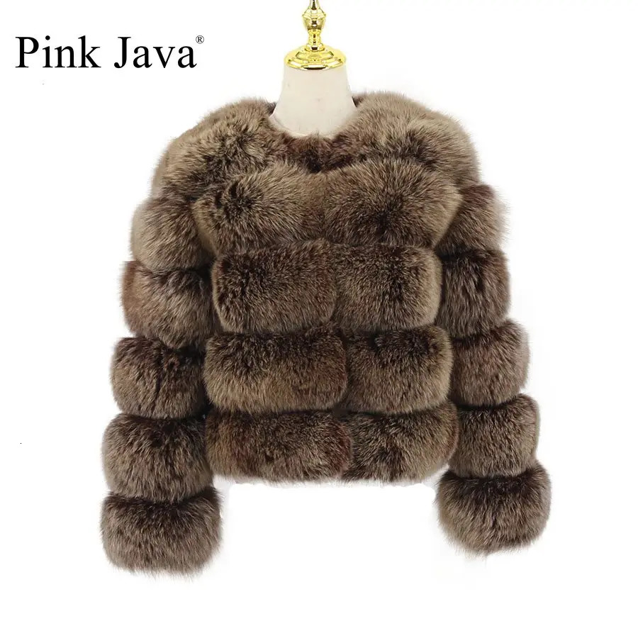 Women's Fur Faux Pink Java 20114 women winter fur coat real jackets natural fashion long sleeve wholesale 231114