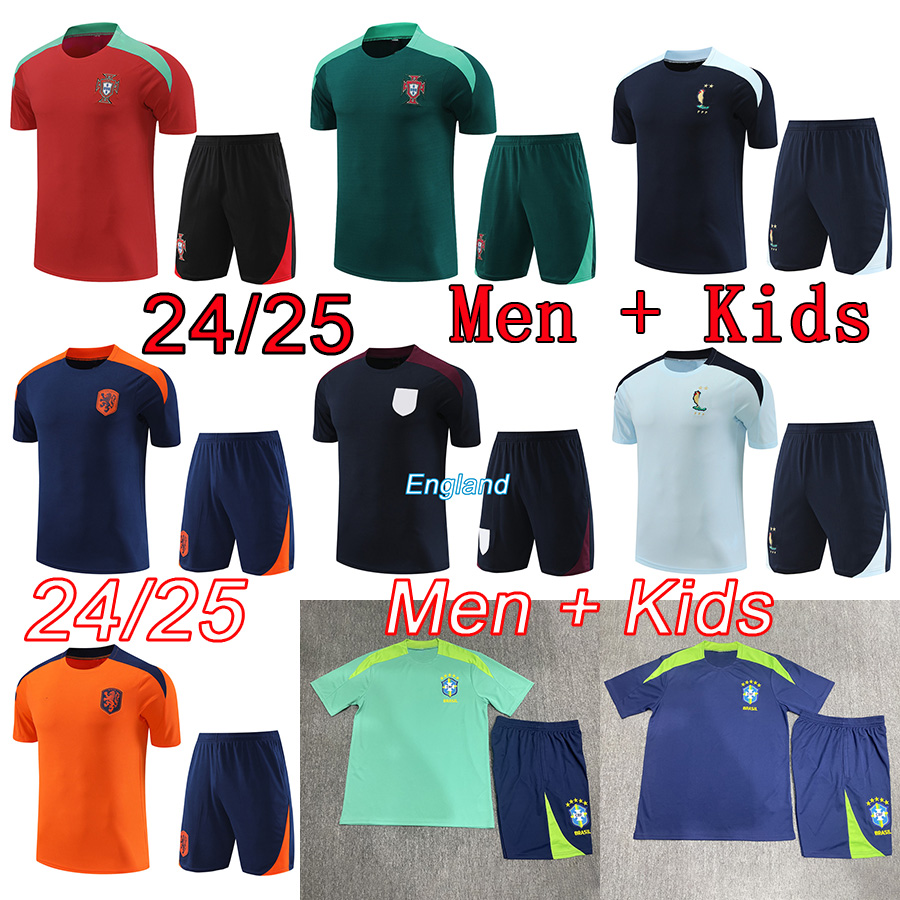 Englandes tracksuits jerseys 2024 2025 Brazils Franch mens kids football tracksuit kits 24 25 Portugal Netherlands shirt boys soccer training jersey kit child sets