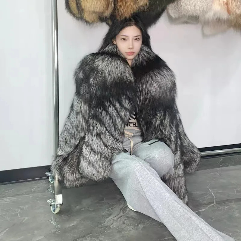 Women's Fur Faux 2023 real sable Winter Import Coat Weave Whole Skin Thick Female Long Sleeve Short Natural Coats 231114