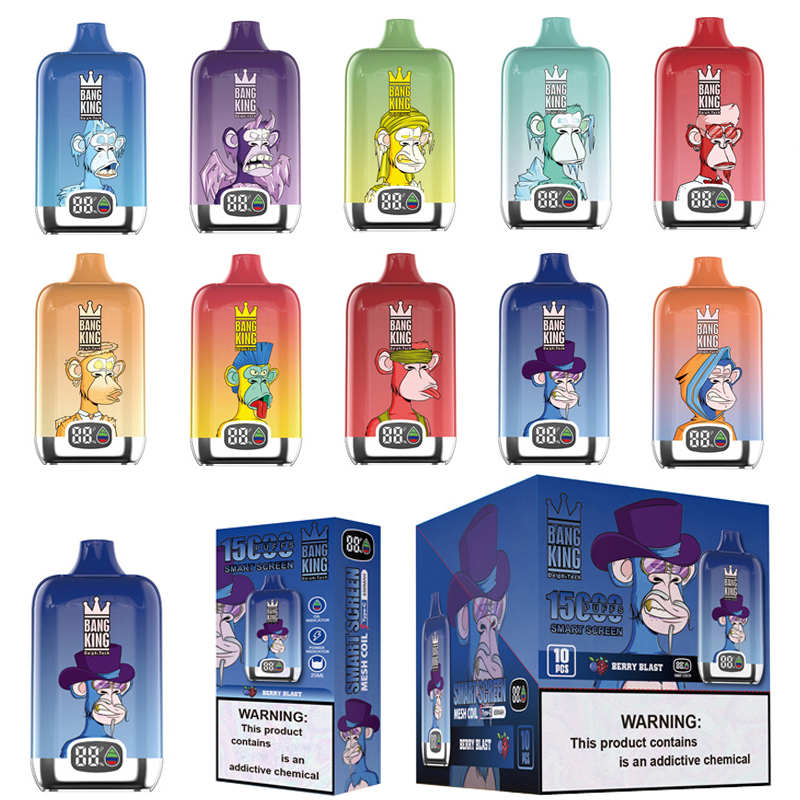 Original Bang King 15000 Puffs Bars Disposable Vape Pen E cigarettes 25ml Pre filled Pods Cartridge 650mAh Rechargeable Battery Puffs 15K puff RandM 12000