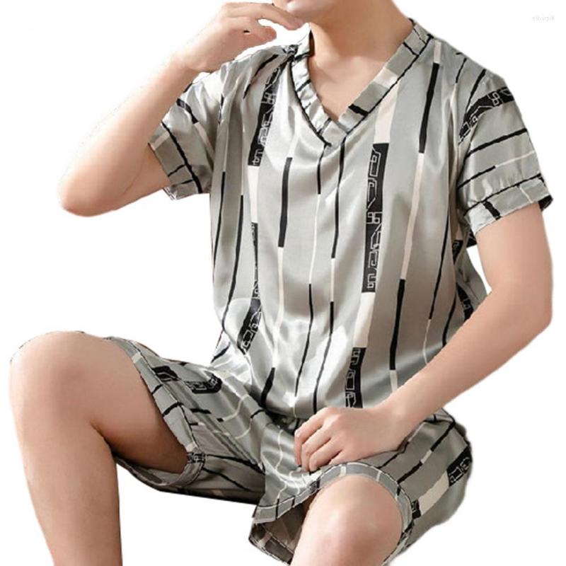 Men's Sleepwear 1 Set Cozy Men Pajamas Loose Night Clothes Simulated Ice Silk Shirt Short Pants Summer Home Wear, Silver white
Men's Sleepwear 1 Set Cozy Men Pajamas Loose Night Clothes Simulated Ice Silk Shirt Short Pants Summer Home Wear, Silver white