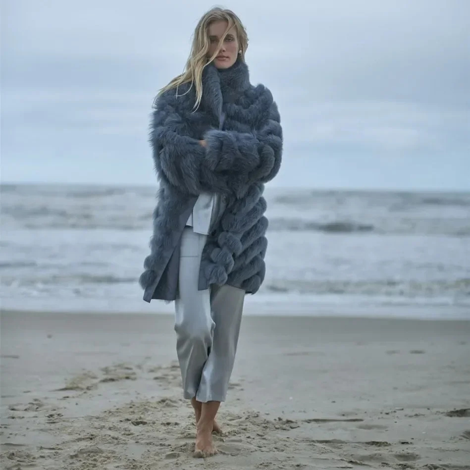 Women's Fur Faux Women Winter Long Coat Jacket Warm Double Side Parka CT262 231114