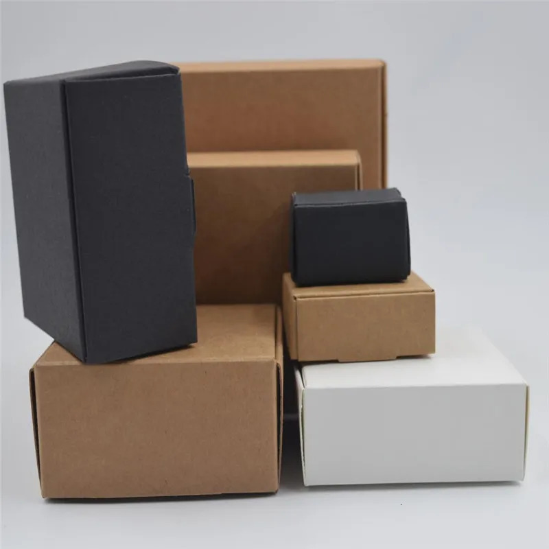 Jewelry Boxes 50pcs 29 Sizes Cardboard Paper Black Gift Box Small Carton Paper Packaging Jewelry Box Craft Present Carton Box For Soap Packing 231115