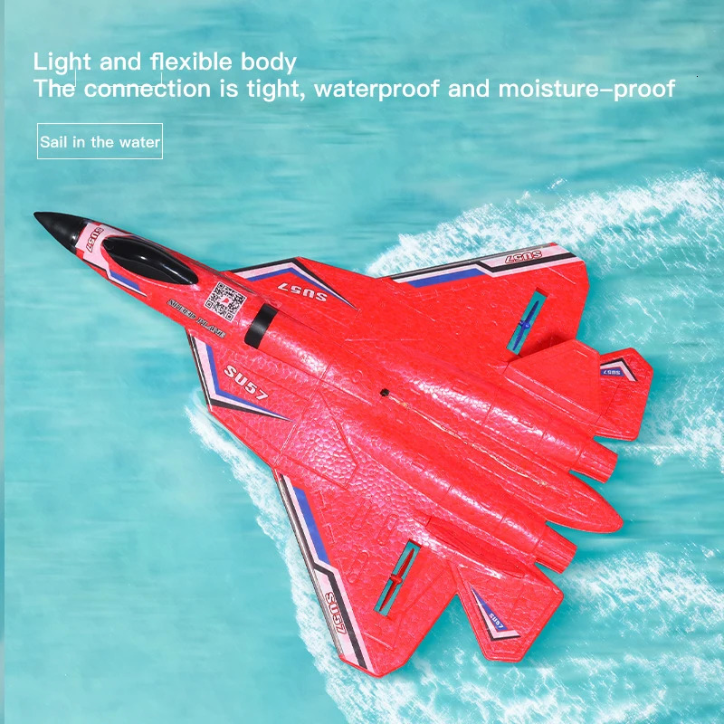 Aircraft Modle RC Plane SU57 24G With LED Lights Remote Control Flying Model Glider EPP Foam Toys Airplane For Children Gifts 231114