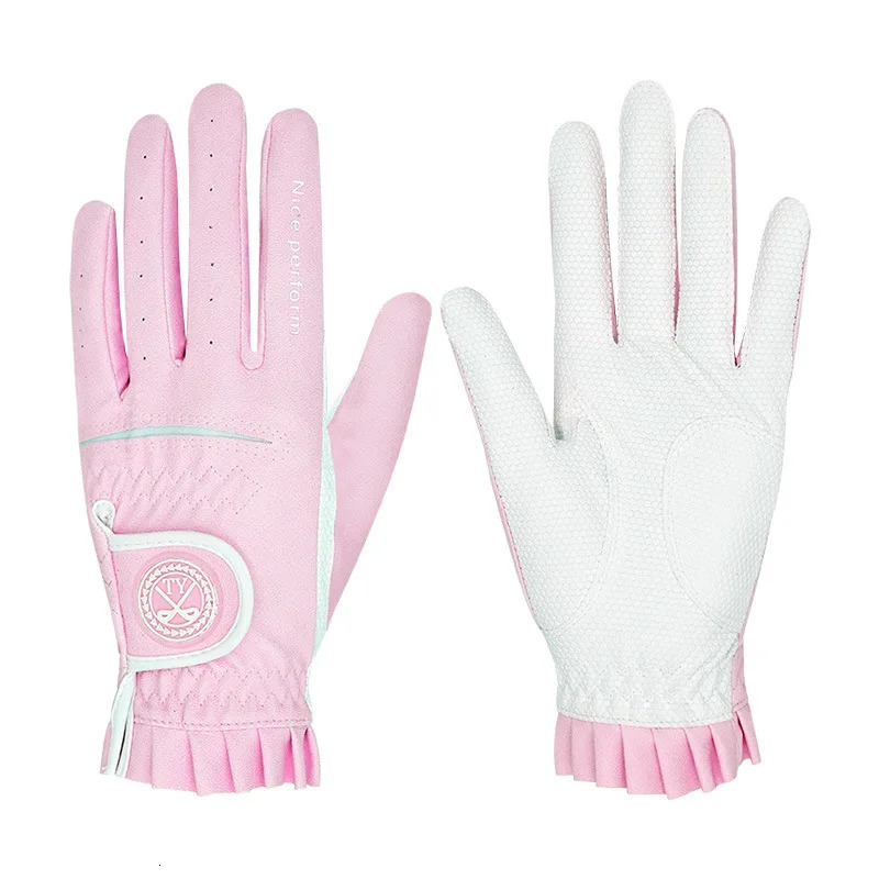 Sports Gloves TTYGJ 2 Pair Golf Gloves For Women Breathable PU Leather Golf with Non-Slip Particle Outdoor Sports Hand Wear Golf Accessory 231115