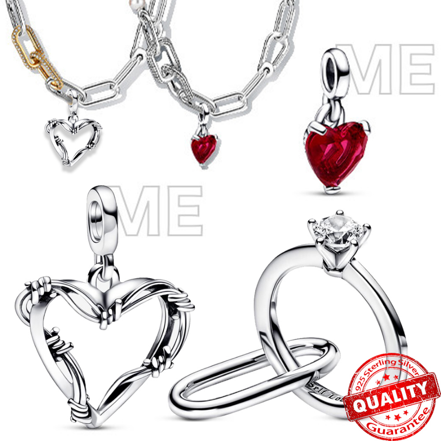 925 Sterling Silver Charm Fit Me Series Bracelet ME Wire Heart Medallion Silver Charm Beautiful Girl Gift