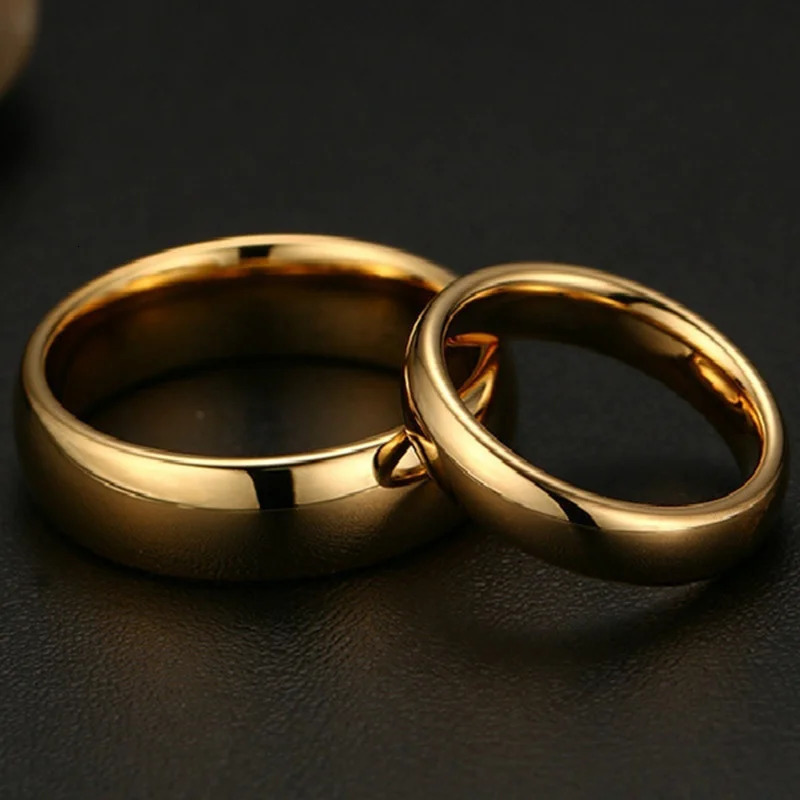 Band Rings Fashion Simple Gold Plated Glossy Ring Classic Couple Banquet Exquisite Jewelry 231114