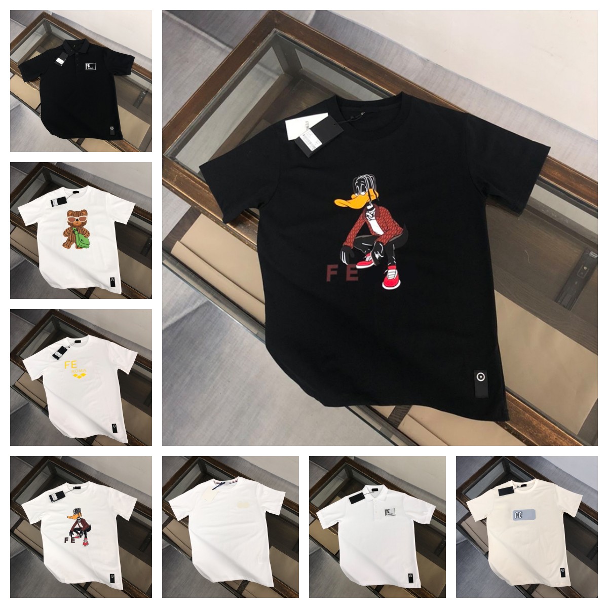 Designers t-shirts Men's T-shirt summer burst high-grade cotton logo printing round collar with short-sleeved men's and women's fendis clothes, White
Designers t-shirts Men's T-shirt summer burst high-grade cotton logo printing round collar with short-sleeved men's and women's fendis clothes, White