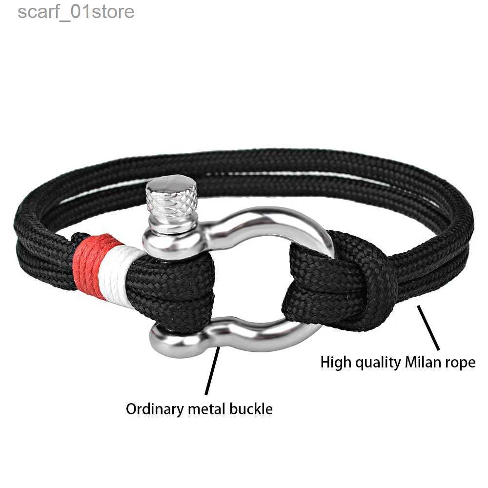 Chain New fashion jewelry navy sports color rope Milan rope bracelet men and women metal hook and loop buckleL231115