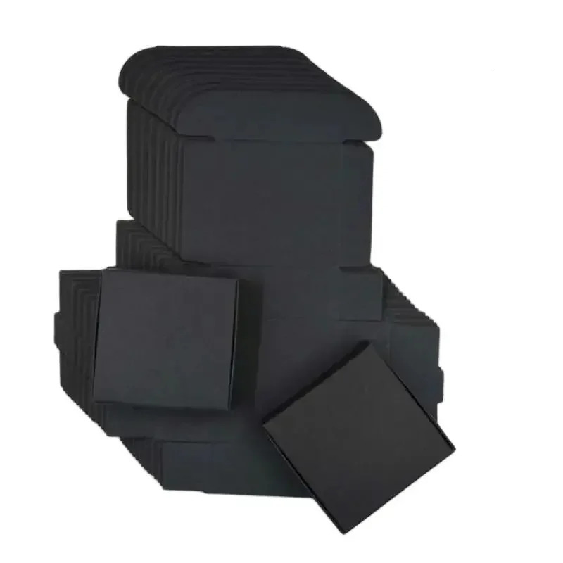 Jewelry Boxes Wholesale Black Carton Kraft Paper Jewelry Gift Cardboard Box For Packaging Cajas Carton Gift Paper Packaging Box 50pcs 231115
