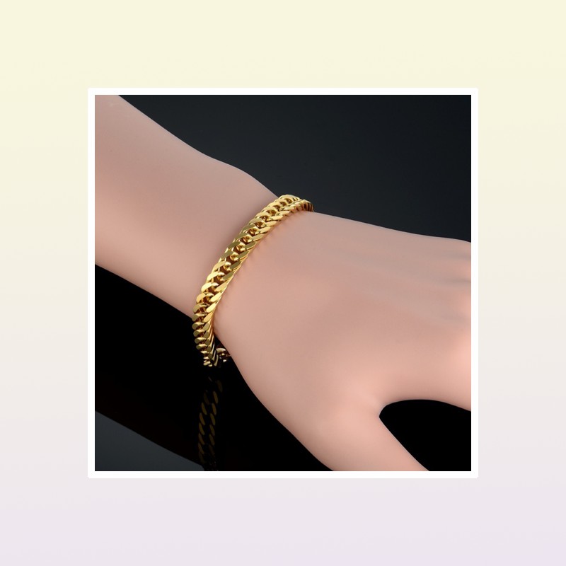 Link Mens Bracelet Stainless Steel Whole Braslet Silver Color braclet Chunky Cuban Chain Gold Bracelet For Man